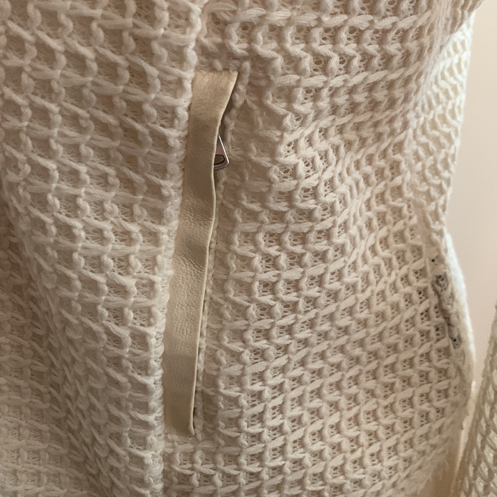 🍦Paige Cream Jacket Cardigan w/ Leather Accents M - Picture 10 of 16